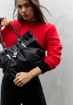 Сумка-шопер с деталью в виде замка- Заказать в России