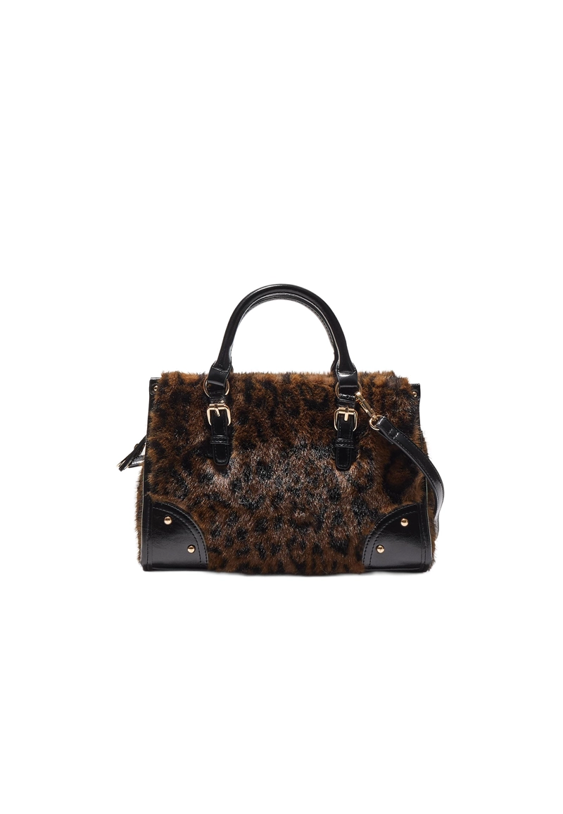 Сумка-шопер через плечо из искусственного меха с леопардовым принтом