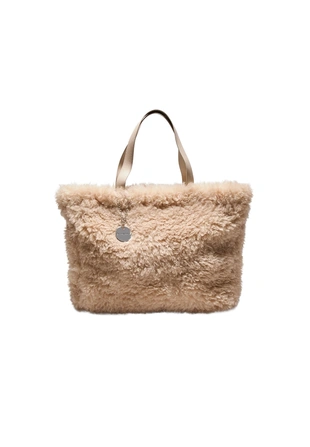 Сумка-шопер из искусственного меха с пластиной- Заказать в России