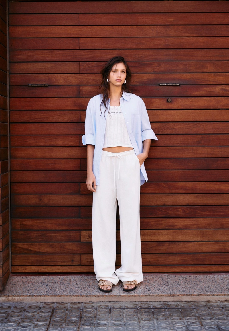 Струящиеся брюки с льном