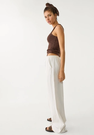 Струящиеся брюки с льном- Заказать в России