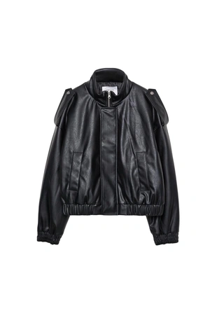 Куртка-бомбер из искусственной кожи- Заказать в России