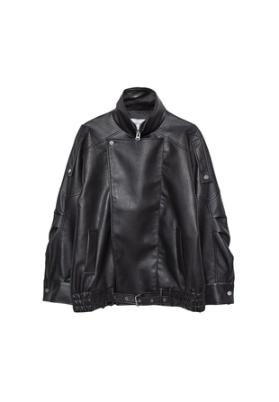 Куртка оверсайз из искусственной кожи с лацканами- Заказать в России