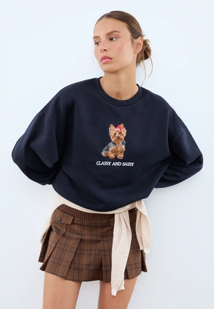 Толстовка с вышивкой в виде щенка- Заказать в России