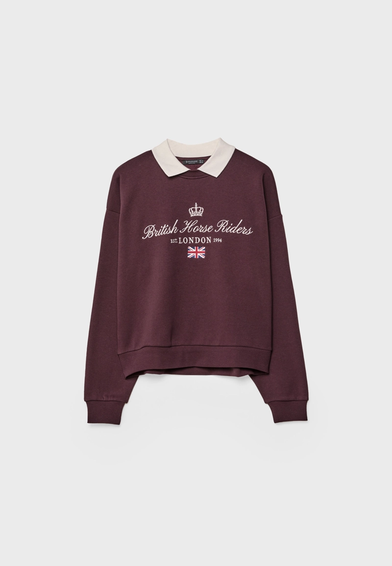 Толстовка с вышитым воротником поло