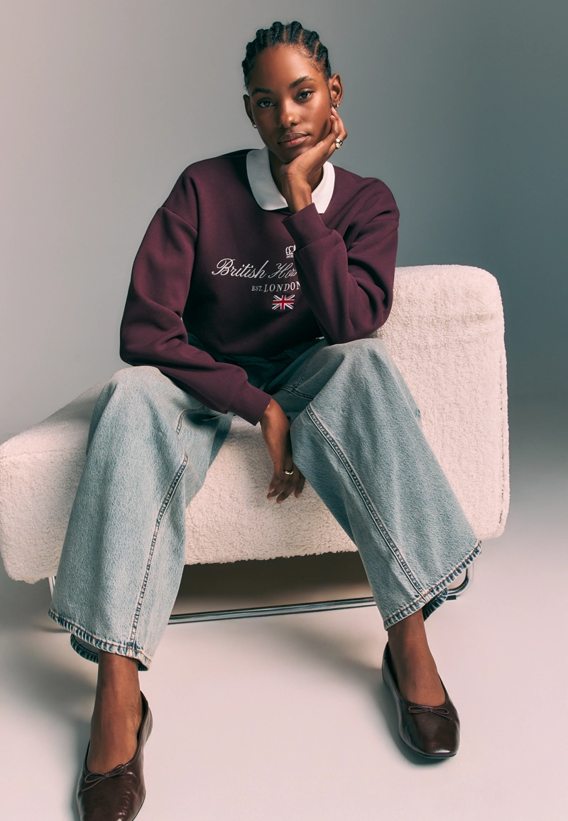 Толстовка с вышитым воротником поло