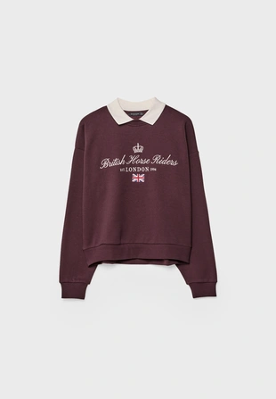 Толстовка с вышитым воротником поло- Заказать в России