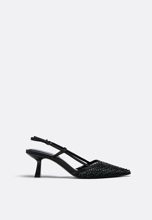 MESH HEELED SHOES WITH RHINESTONES- Заказать в России