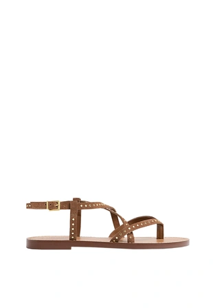 Кожаные плоские сандалии с заклепками- Заказать в России