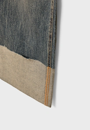 Прямые джинсы D65 с отворотом- Заказать в России