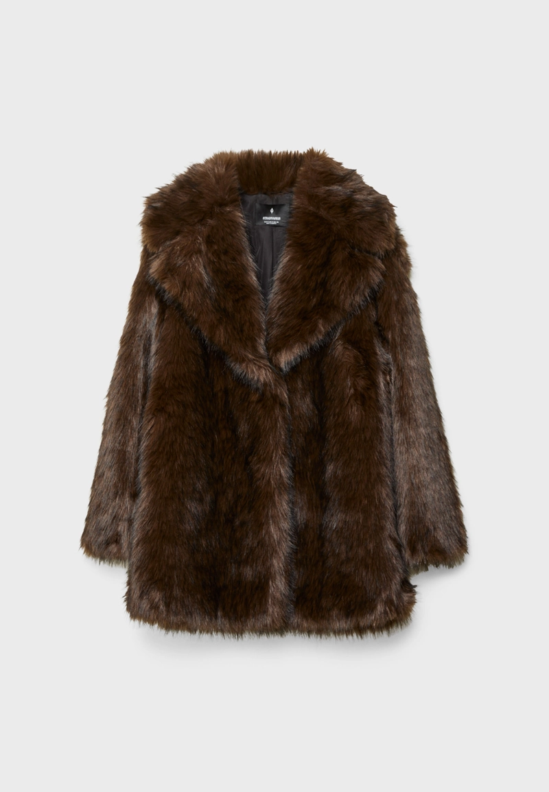 Пальто стандартного кроя из искусственного меха