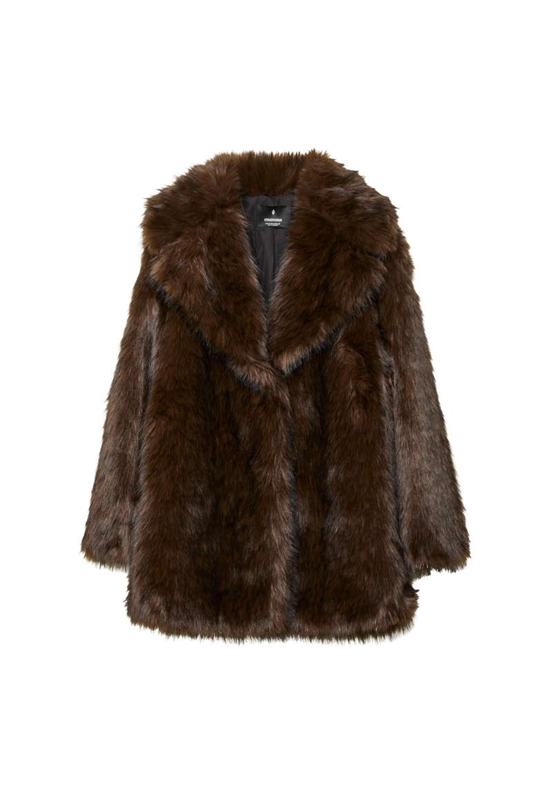 Пальто стандартного кроя из искусственного меха