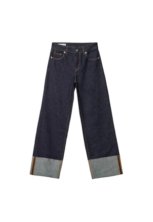 Прямые джинсы D65 с отворотами- Заказать в России