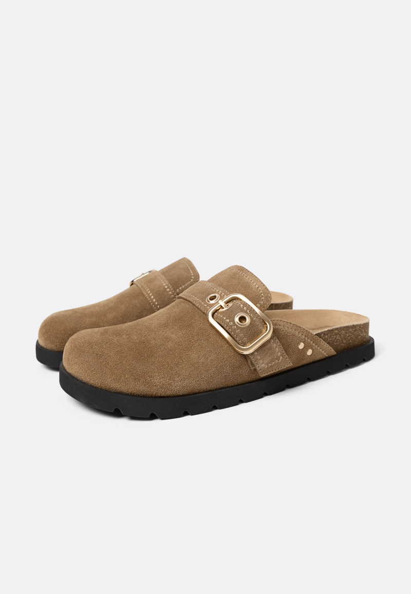 Сабо с пряжкой из кожи