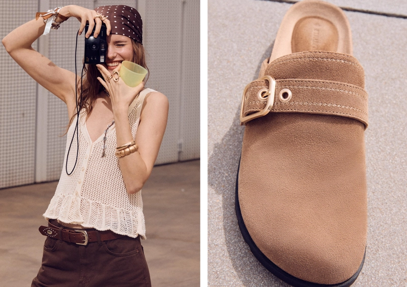 Сабо с пряжкой из кожи