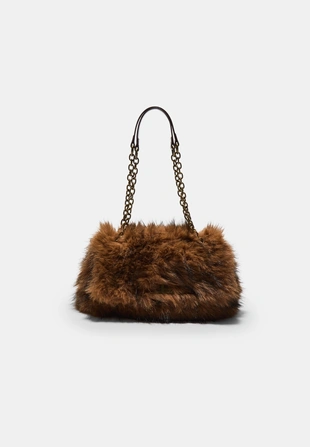Прямоугольная мини-сумка через плечо из искусственного меха- Заказать в России
