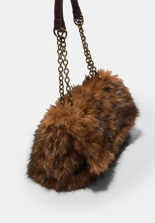 Прямоугольная мини-сумка через плечо из искусственного меха- Заказать в России