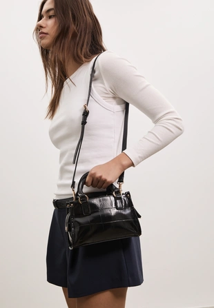 Мини-сумка тоут через плечо с тиснением под крокодиловую кожу- Заказать в России