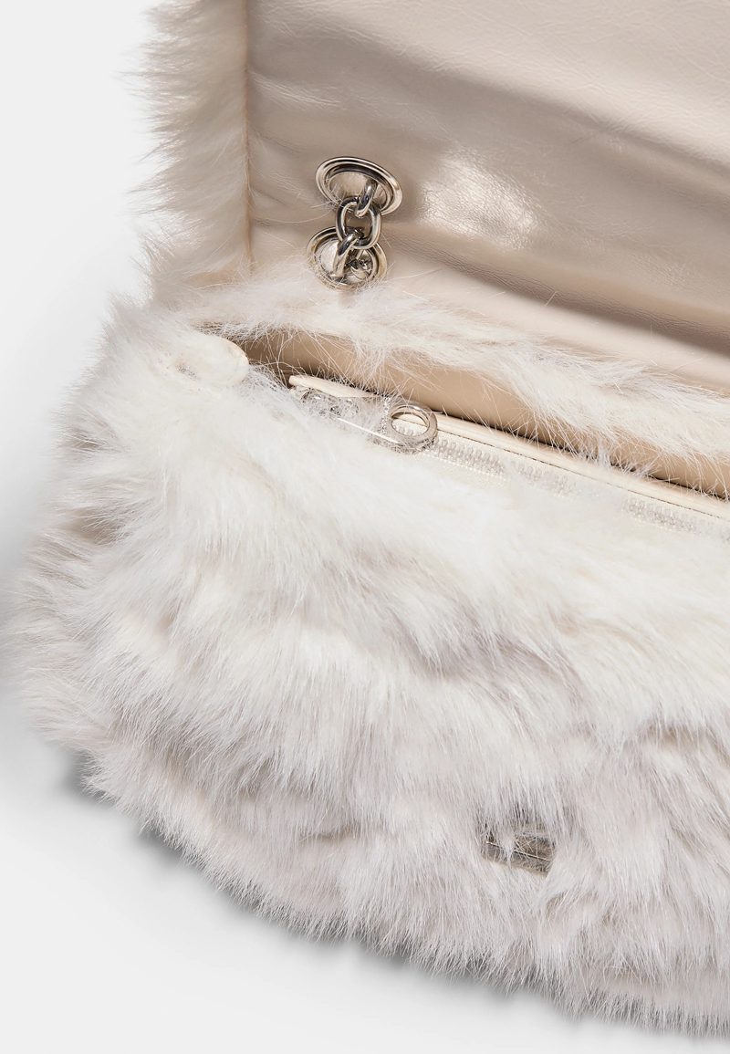 Мини-сумка через плечо прямоугольной формы из искусственного меха