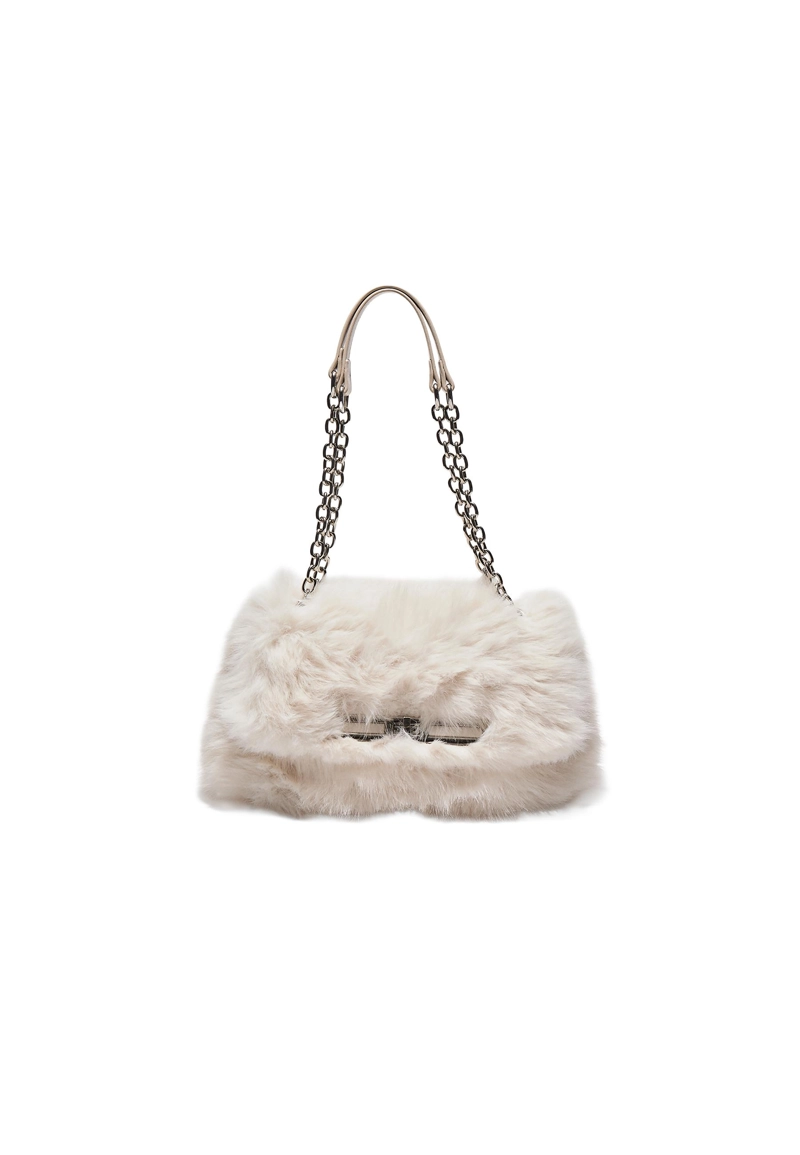 Мини-сумка через плечо прямоугольной формы из искусственного меха