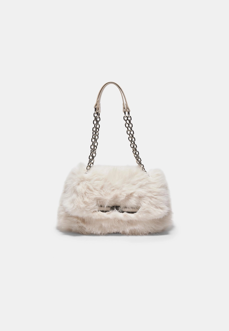 Мини-сумка через плечо прямоугольной формы из искусственного меха