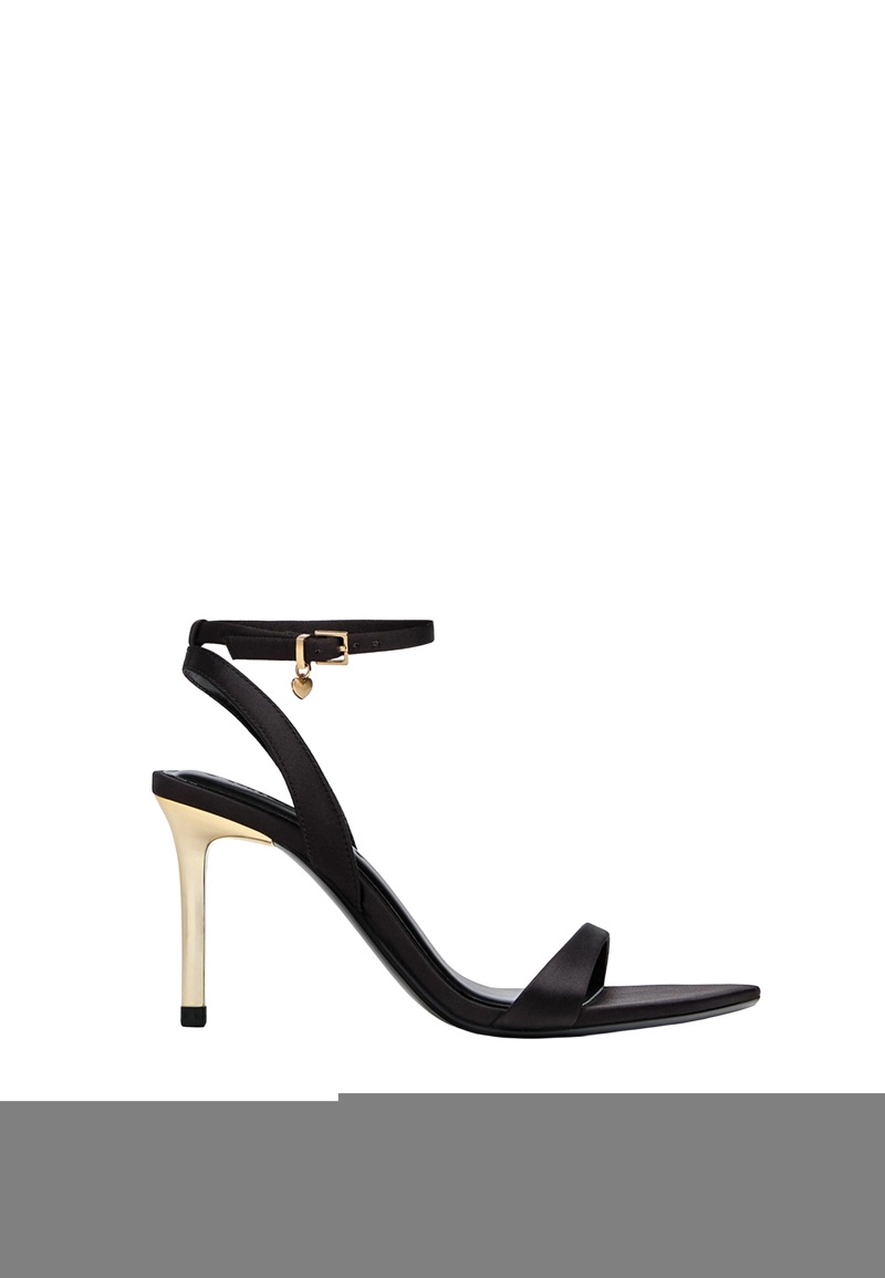 Атласные босоножки на каблуке