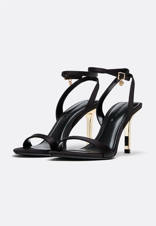 Атласные босоножки на каблуке- Заказать в России