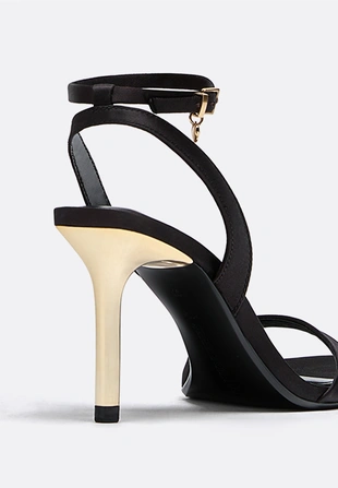 Атласные босоножки на каблуке- Заказать в России