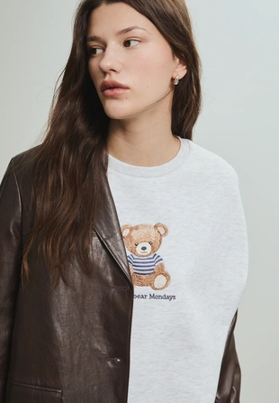 Толстовка с вышитым мишкой- Заказать в России