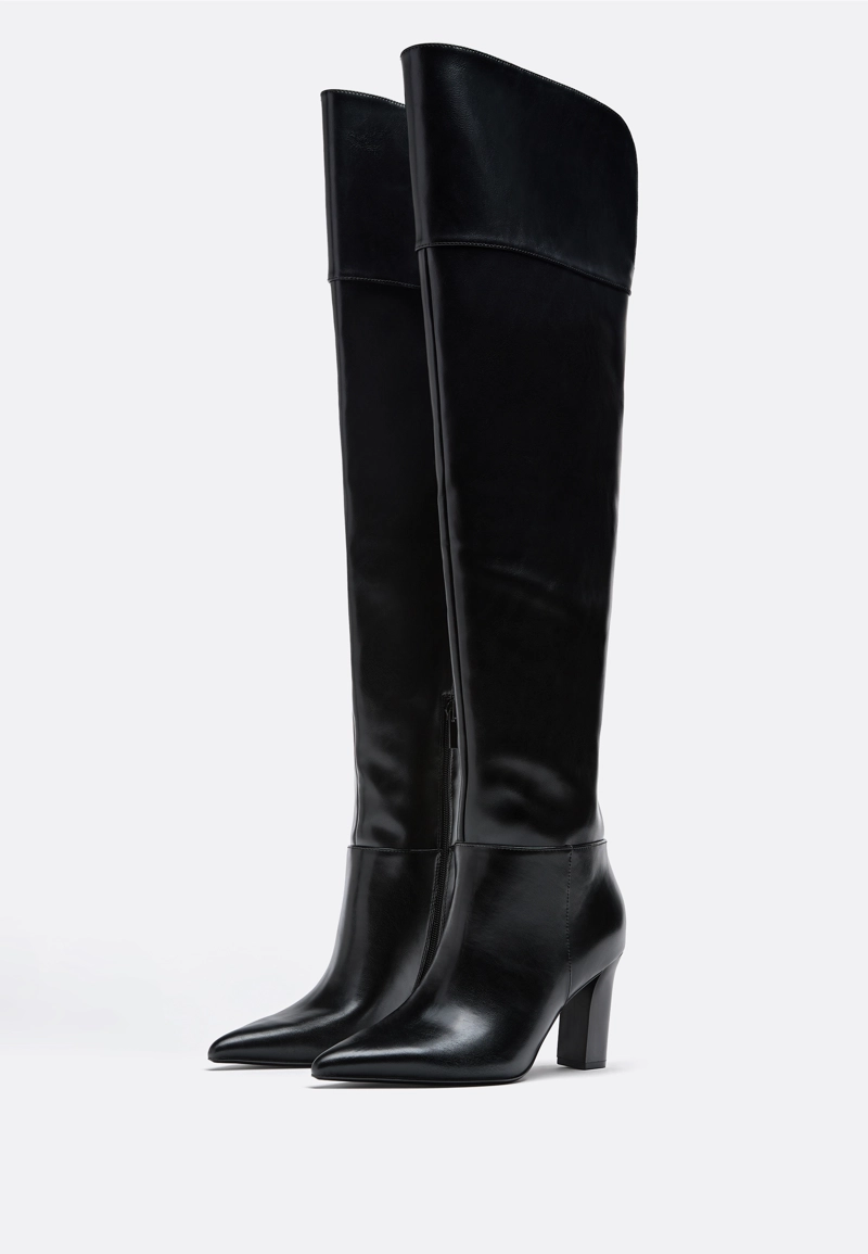 Ботфорты на каблуке со складкой