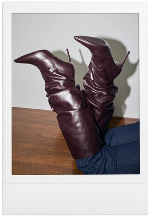 LEATHEREFFECT SLOUCHY HIGHHEEL BOOTS- Заказать в России