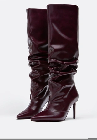 LEATHEREFFECT SLOUCHY HIGHHEEL BOOTS- Заказать в России