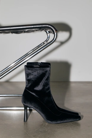 VELVETEFFECT ANKLE BOOTS WITH STILETTO HEEL- Заказать в России