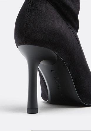 VELVETEFFECT ANKLE BOOTS WITH STILETTO HEEL- Заказать в России