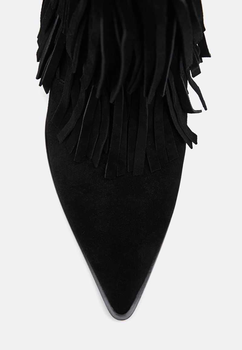 Botines tacón flecos piel