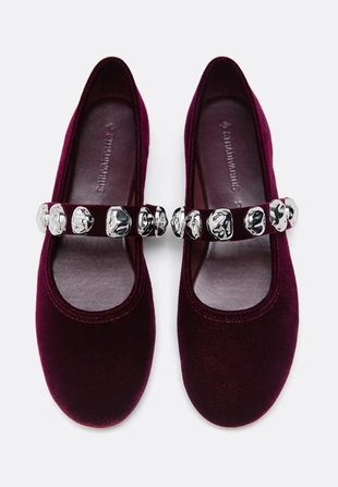 VELVETEFFECT BALLET FLATS WITH STUDS- Заказать в России