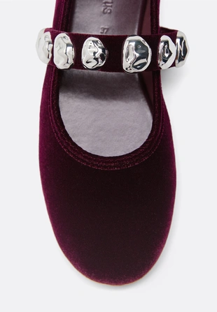 VELVETEFFECT BALLET FLATS WITH STUDS- Заказать в России