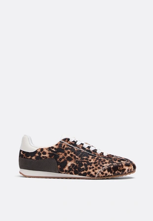 LEATHER HAIRON LEOPARD PRINT SNEAKERS- Заказать в России
