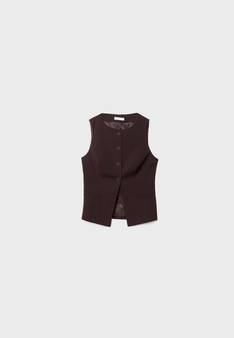 Жилет стандартного кроя на пуговицах в полоску