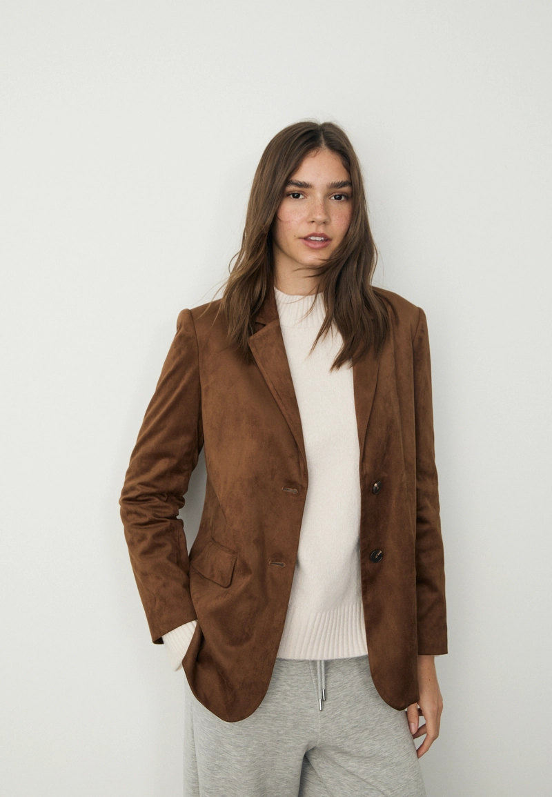 Пиджак из искусственной замши стандартной длины