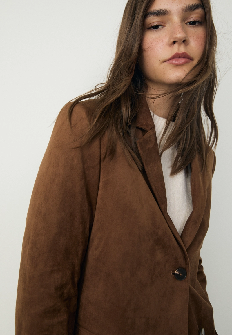 Пиджак из искусственной замши стандартной длины