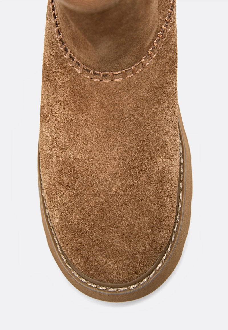 Ботинки из кожи на плоской подошве с меховой подкладкой