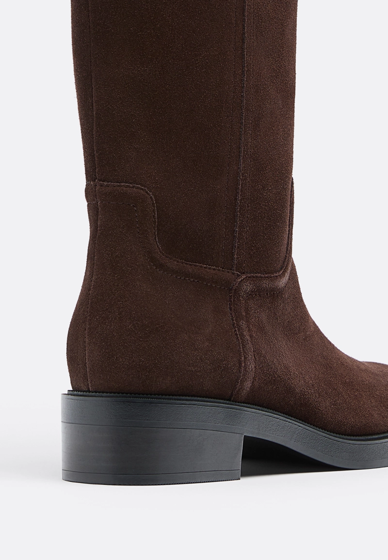 Кожаные ботфорты для верховой езды на плоской подошве