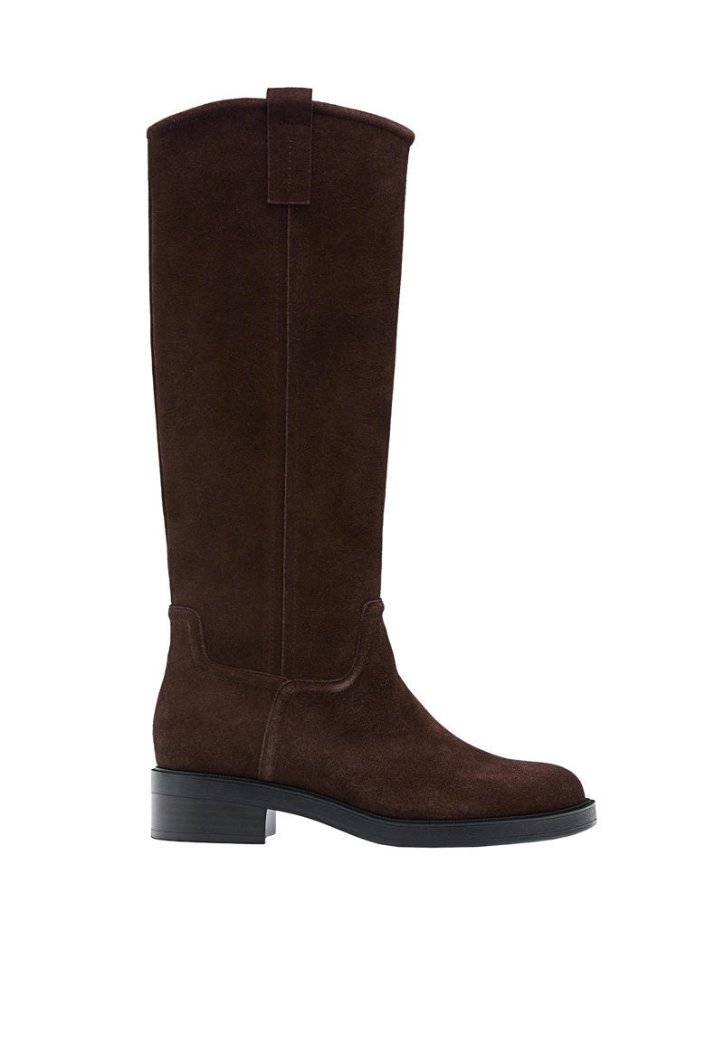 Кожаные ботфорты для верховой езды на плоской подошве