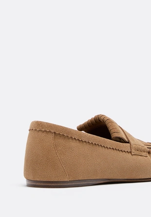 Кожаные мокасины с бахромой- Заказать в России