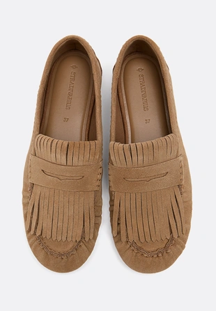 Кожаные мокасины с бахромой- Заказать в России
