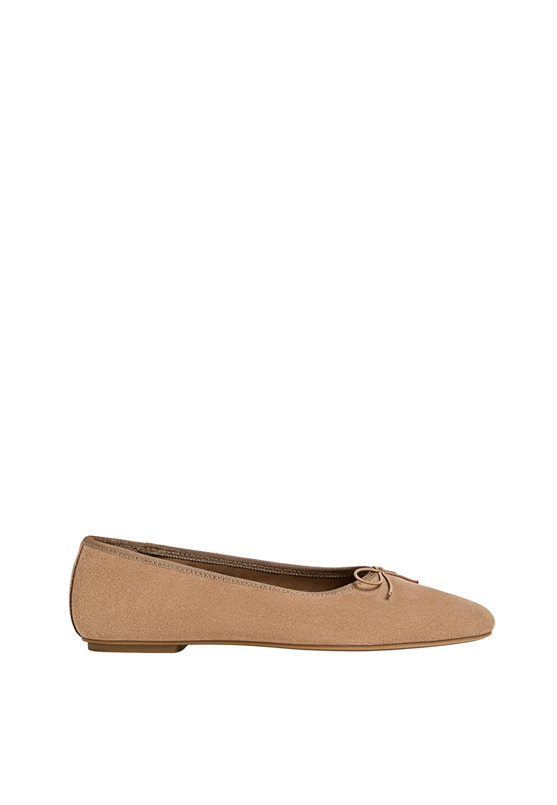 Кожаные балетки с бантом