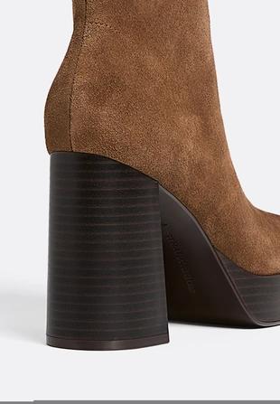 Кожаные ботильоны на каблуке- Заказать в России