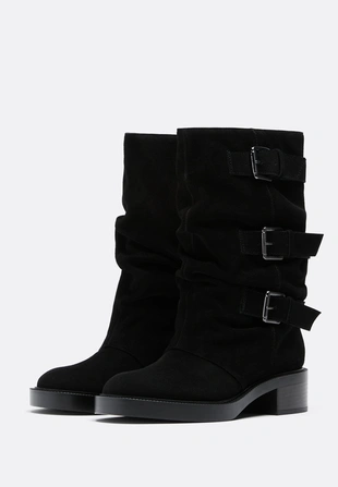 Кожаные ботильоны с пряжками- Заказать в России