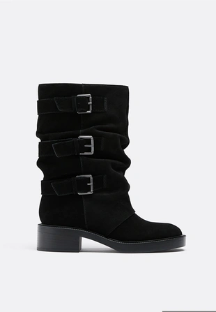 Кожаные ботильоны с пряжками- Заказать в России